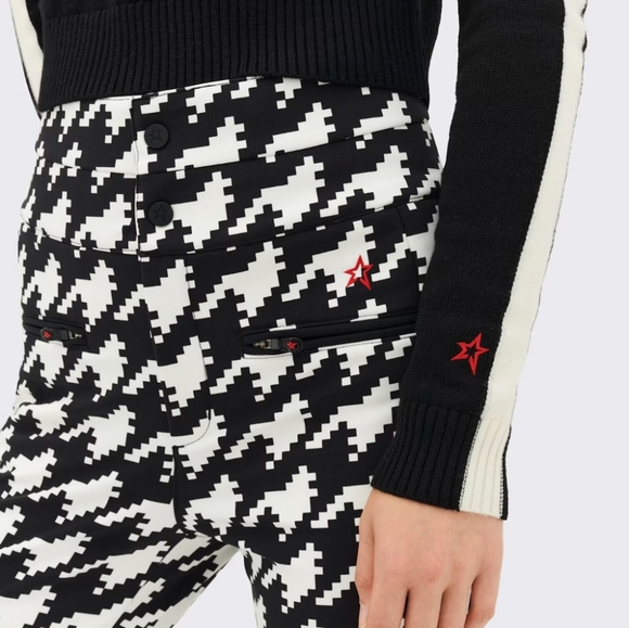 💥 Perfect Moment Aurora Houndstooth Ski Pants High Rise Black White - Picture 7 of 16